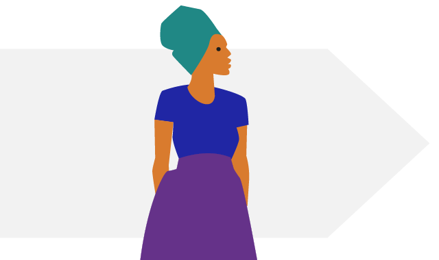 Woman wearing headscarf looking to the right